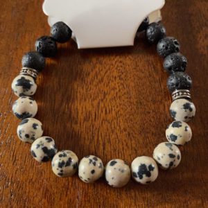 Dalmatian Jasper Gemstone Essential Oil Bracelet - 7"