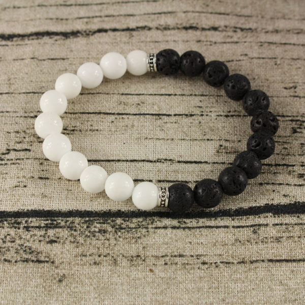 White Jade Gemstone Essential Oil Bracelet - 7" - Image 2