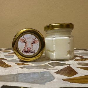 Unscented Beef Tallow Balm - image of cow on the label of a jar.