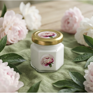 illustrations of peony whipped tallow balm in use